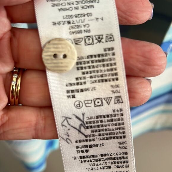 Tommy Bahama Blue and Cream Watercolor Striped Silk Shirt Men's Size XL - Picture 8 of 11